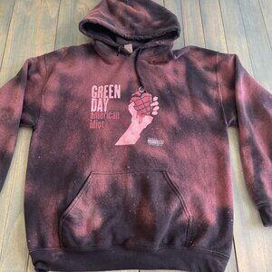 Vintage Green Day American Idiot Fan Made Hoodie Maroon Punk Rock - Size L (U8)